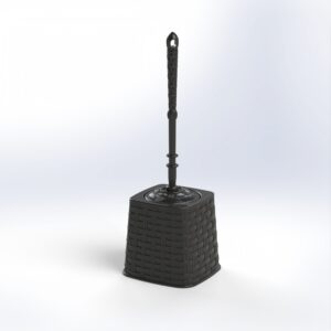 Bianca Rattan Toilet Plastic Brush with Cover - Black