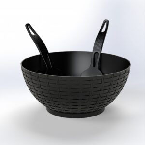 Salad | Bowl With Spoon and Fork - Black